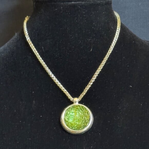 East 5Th Silver-Tone Necklace & Earrings Set With Green Textured Glass Pendant - Picture 6 of 9